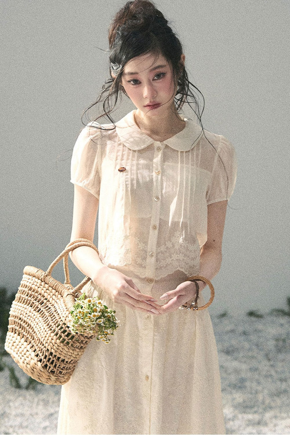 French Floral Lace Two-Piece Set