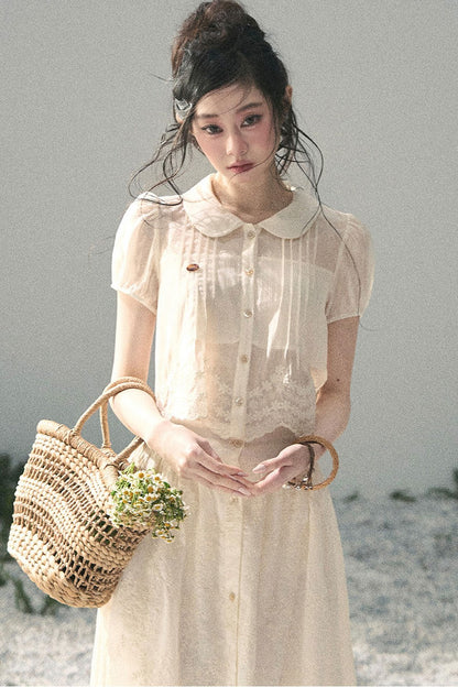 French Floral Lace Two-Piece Set
