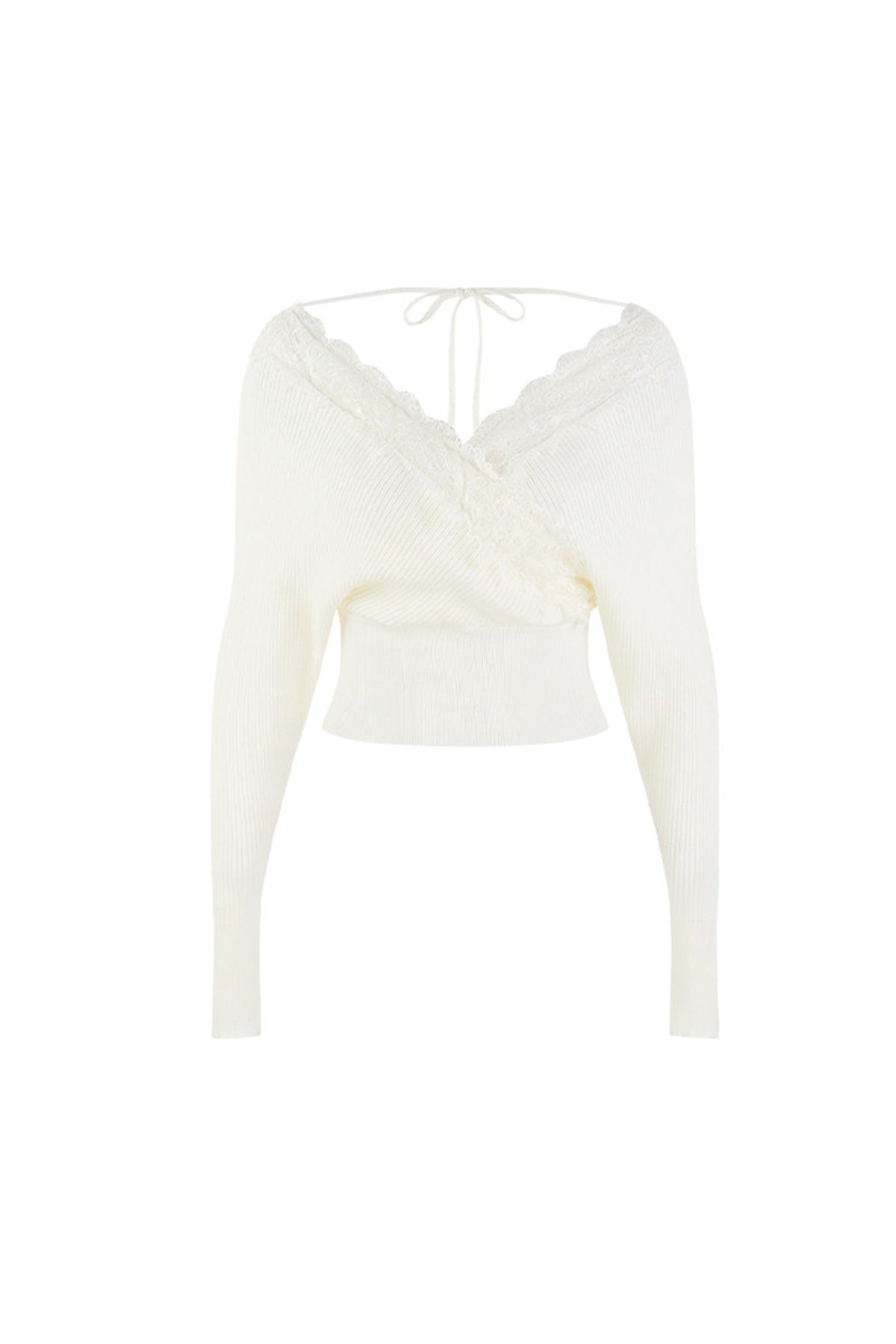 V-Neck Hollow Knit Top and Jeans Set-Up