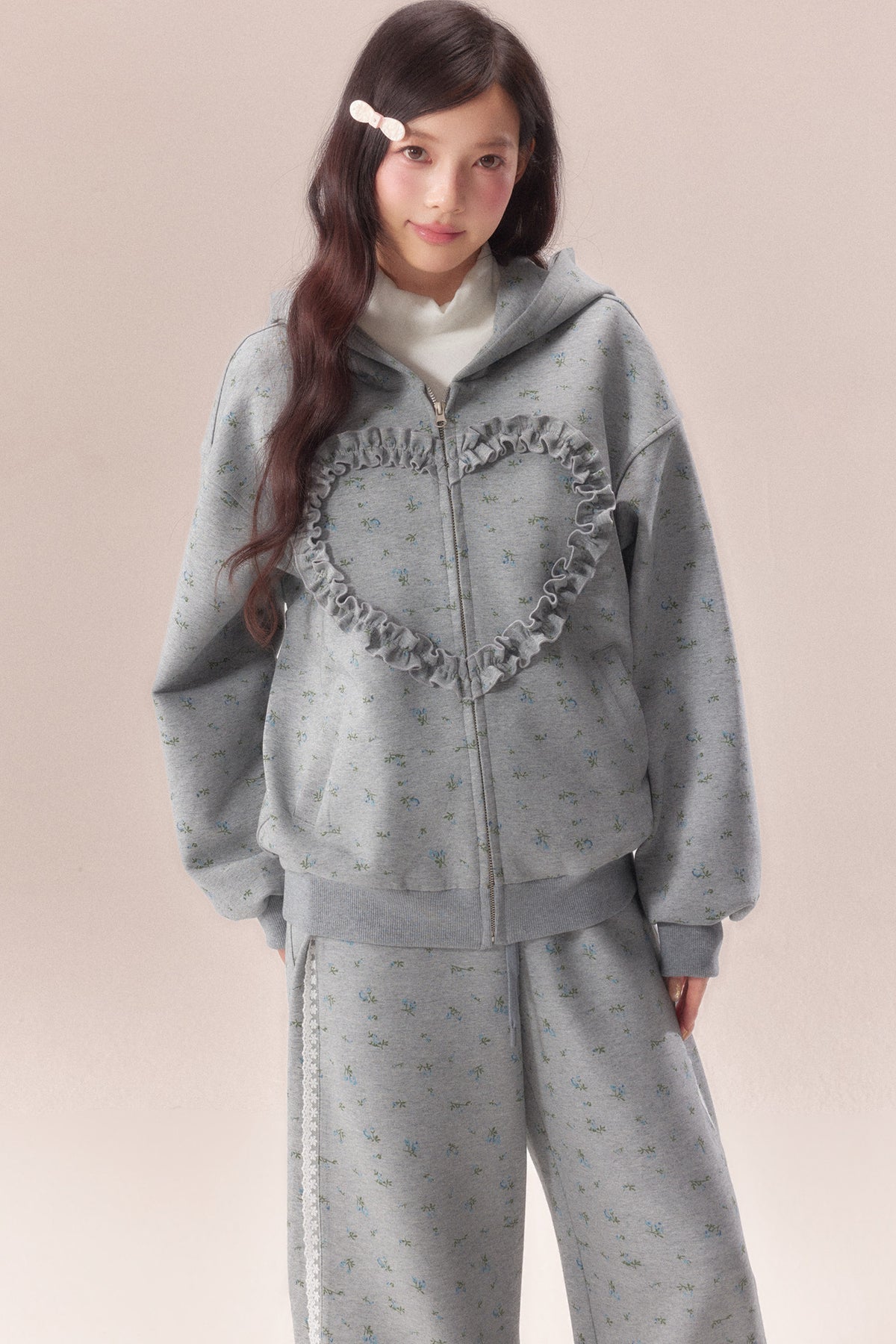 Floral Heart Hoodie and Scimitar Pants Set-Up