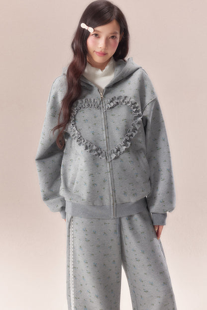 Floral Heart Hoodie and Scimitar Pants Set-Up