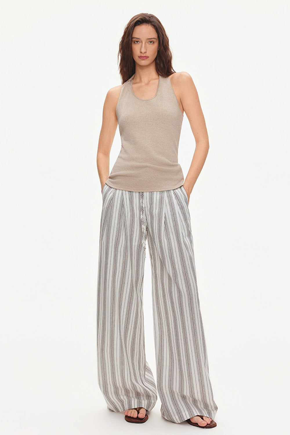 Lyocell Linen Blend Wide-Leg Pants