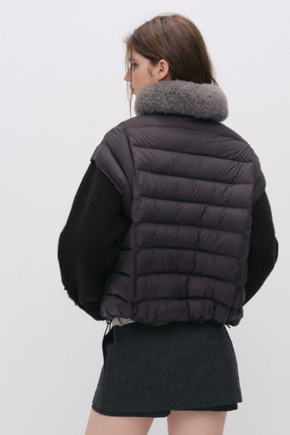 Convertible Detachable Knit Sleeve Down Vest