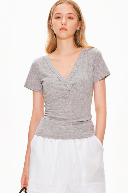 Lyocell Slim-Fit V-Neck Top