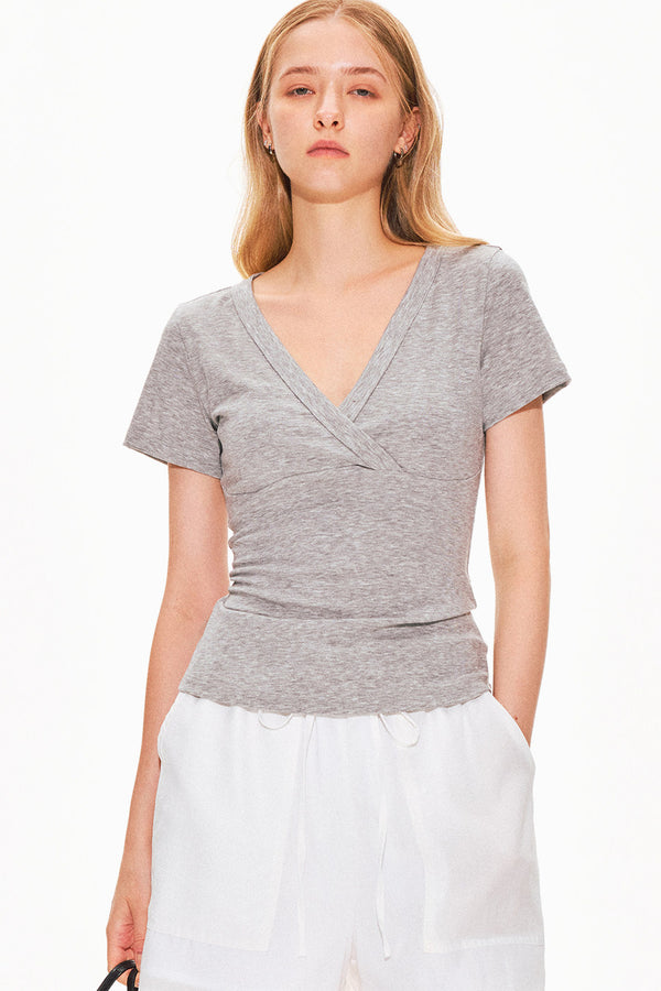 Lyocell Slim-Fit V-Neck Top