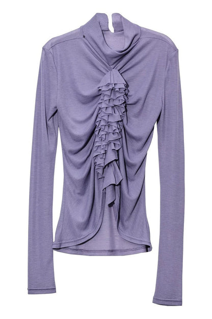 Pleated Tassel Long-Sleeved T-Shirt
