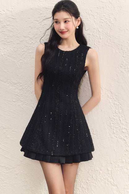 Little Chanel Style Satin Vest Dress and Jacket Set