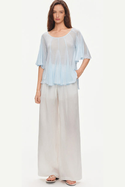 Lyocell Linen Blend Wide-Leg Pants