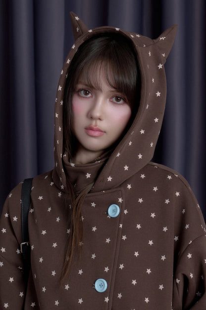 Star Cat Ear Fleece-Lined Jacket