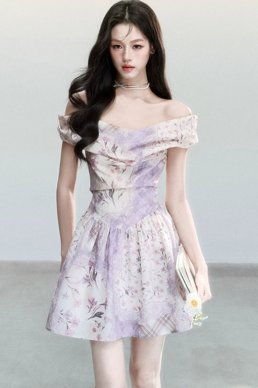 Mist Floral Off-Shoulder Dress