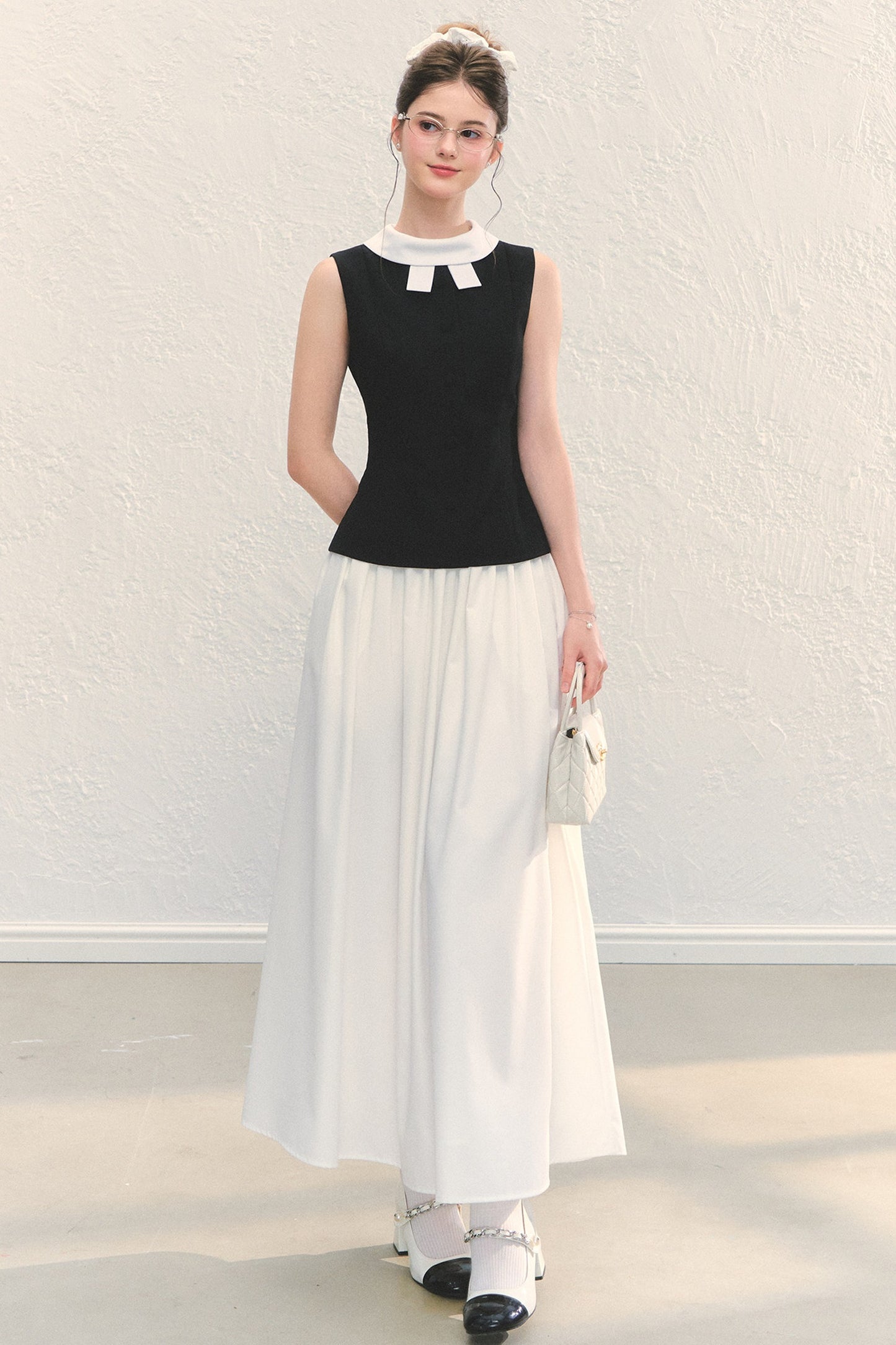 Bowknot Color-Block Sleeveless Tank Top