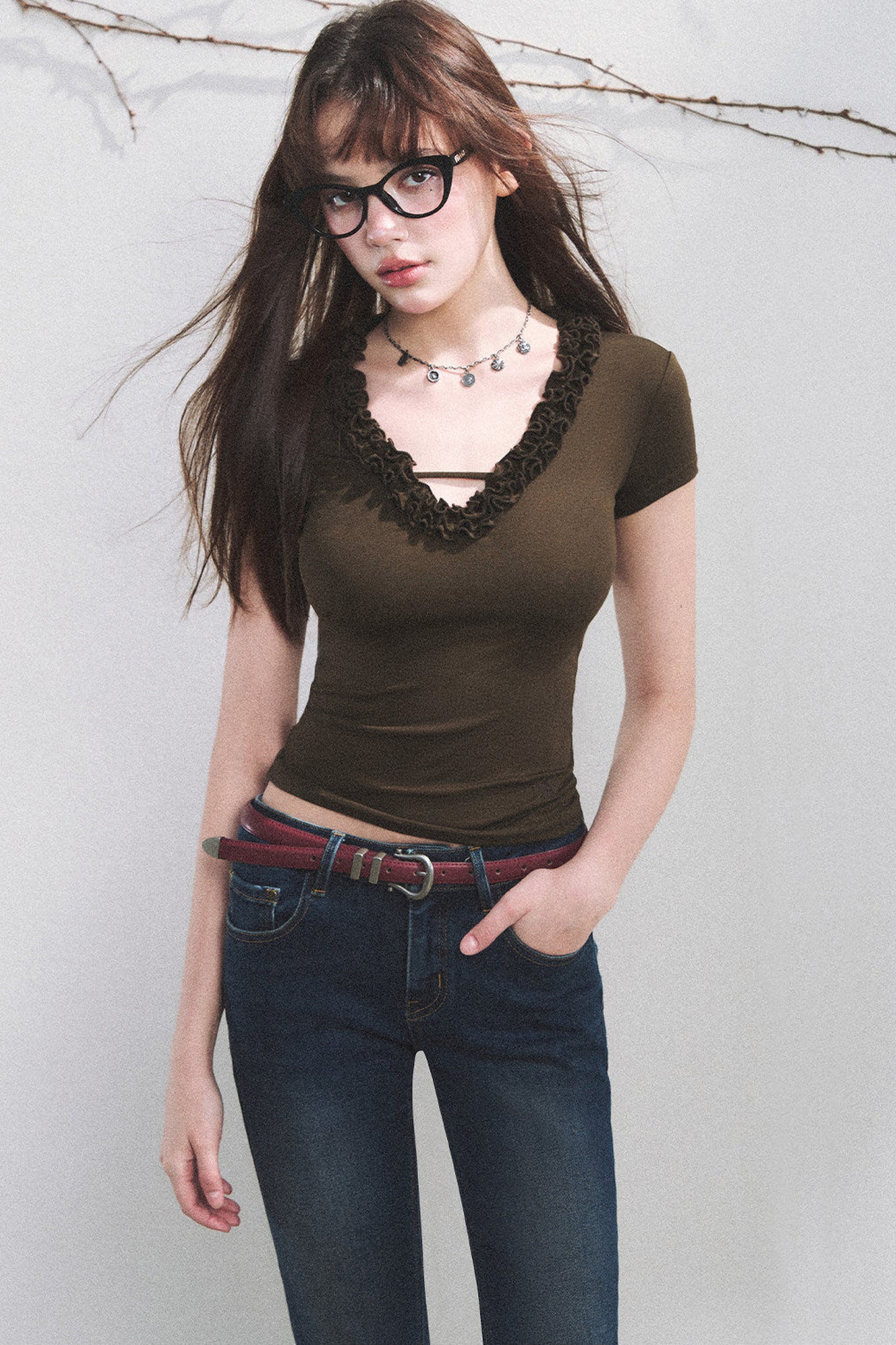 Blusa de lyocell con volantes Nube