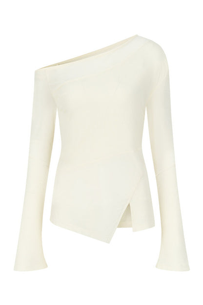 Asymmetrical Sheer Long Sleeve Top