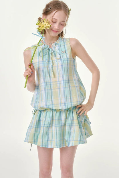 Mint Green Plaid Dress