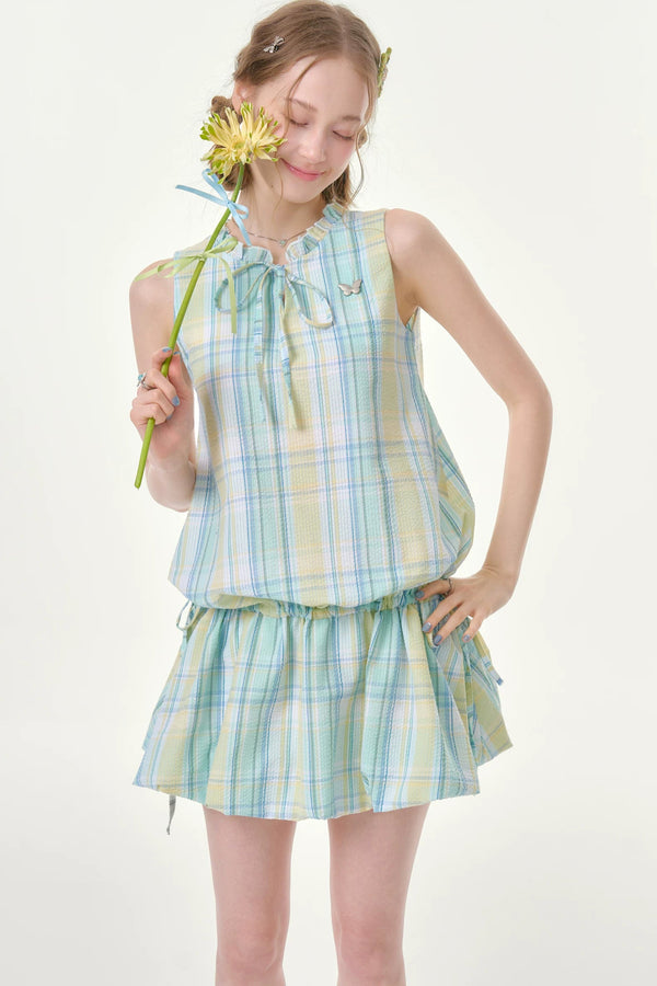Mint Green Plaid Dress