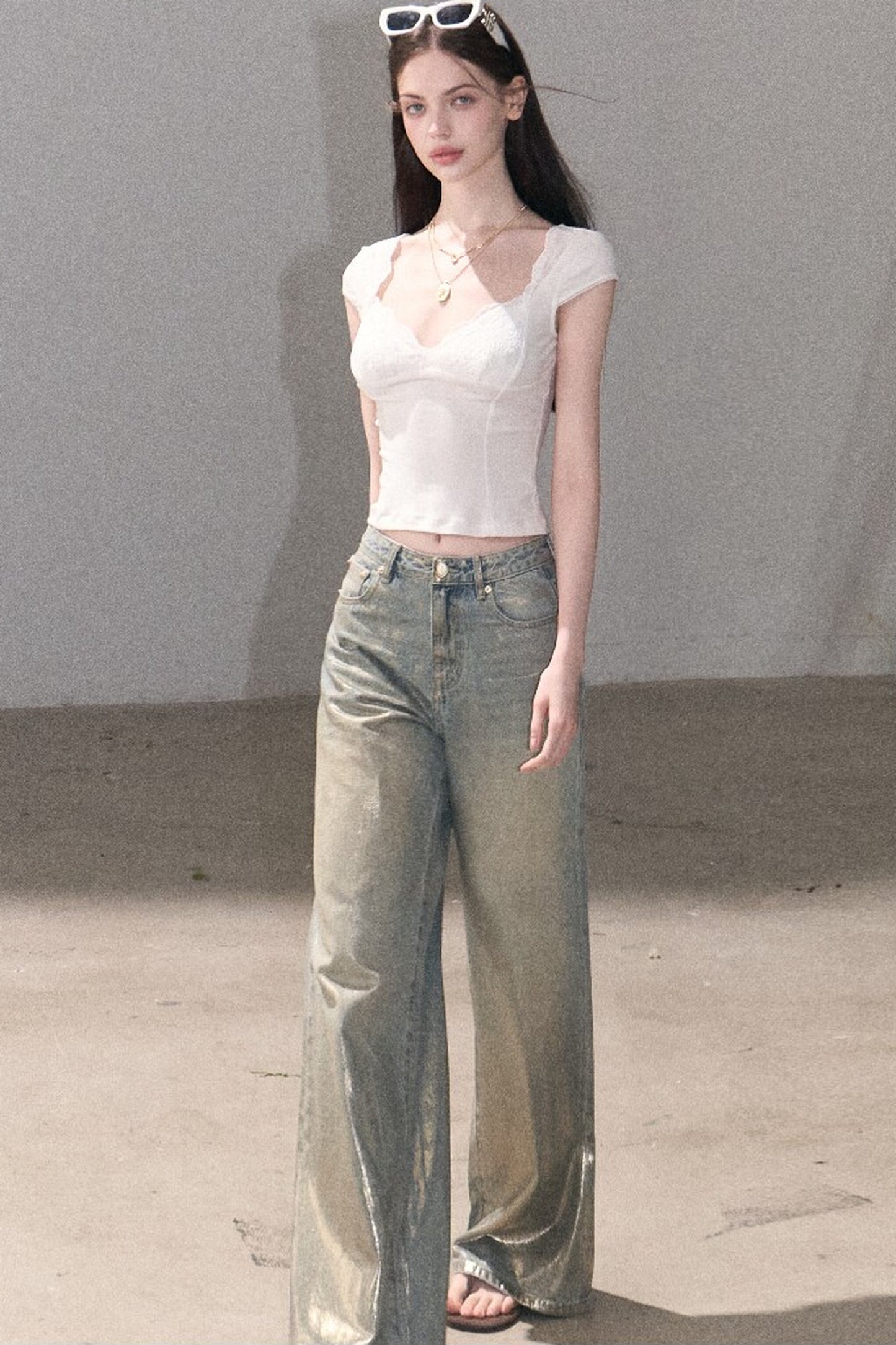 Retro Gradient Cotton Jeans