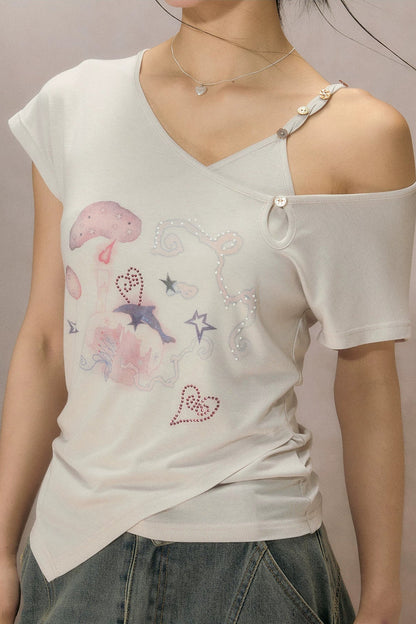 Sternenlicht-Traum schulterfreies T-Shirt