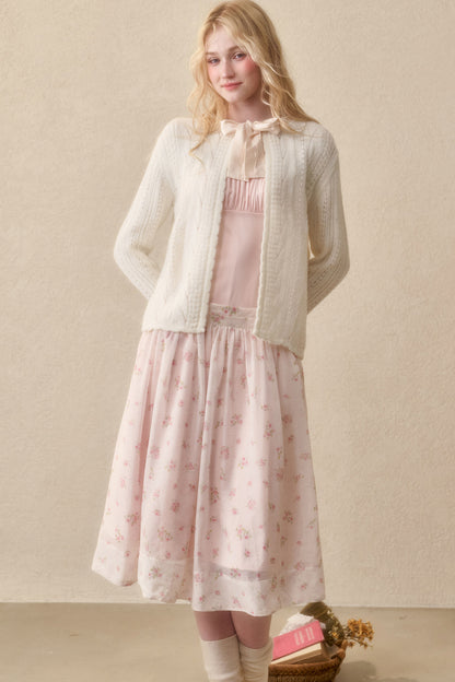 Ribbon Soft Wool Knit Cardigan