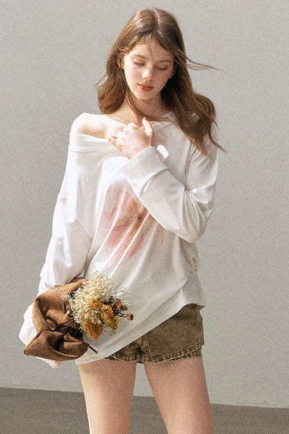 Floral Off-Shoulder Long-Sleeve Top