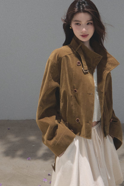 Short Suede Motorcycle Workwear Jacket