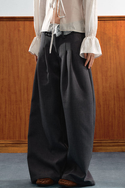 Natural Waist Lace Wide-Leg Pants
