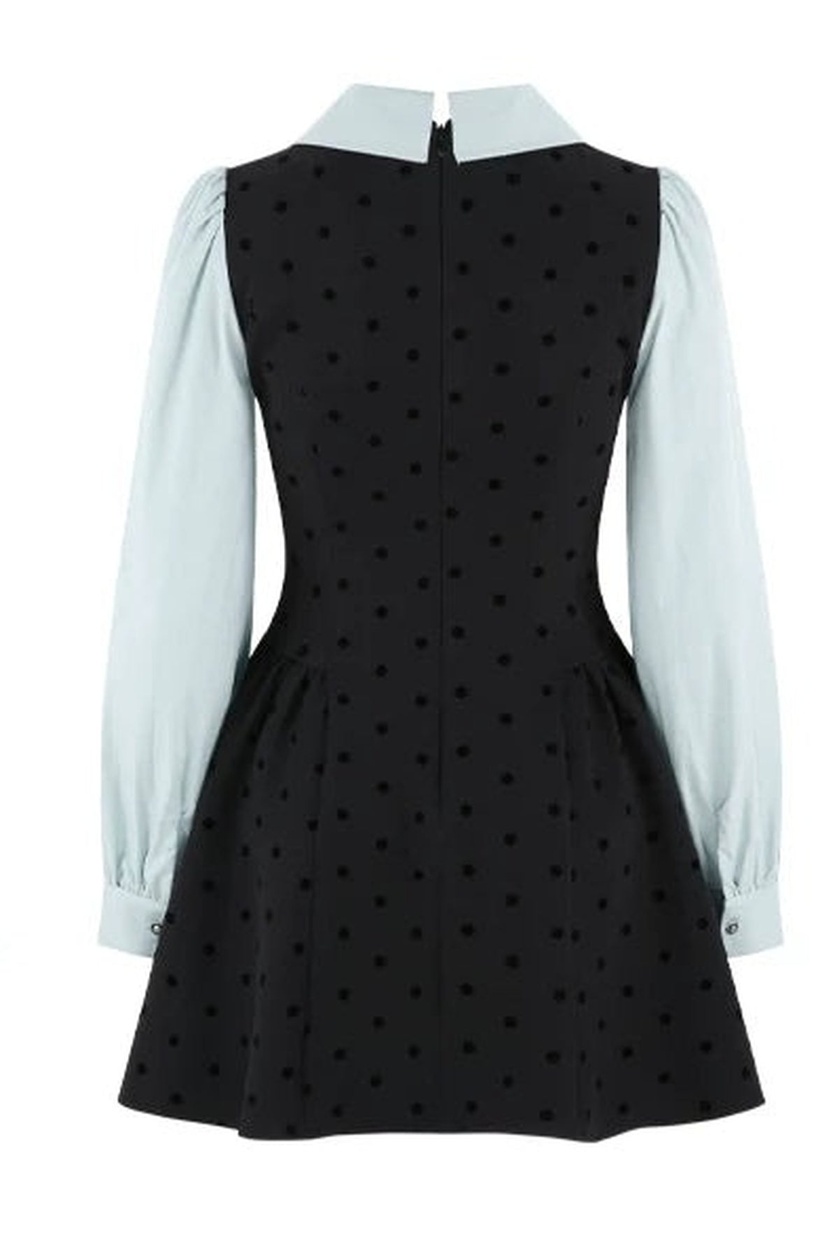 Black Polka Dot Asymmetrical Collar Dress