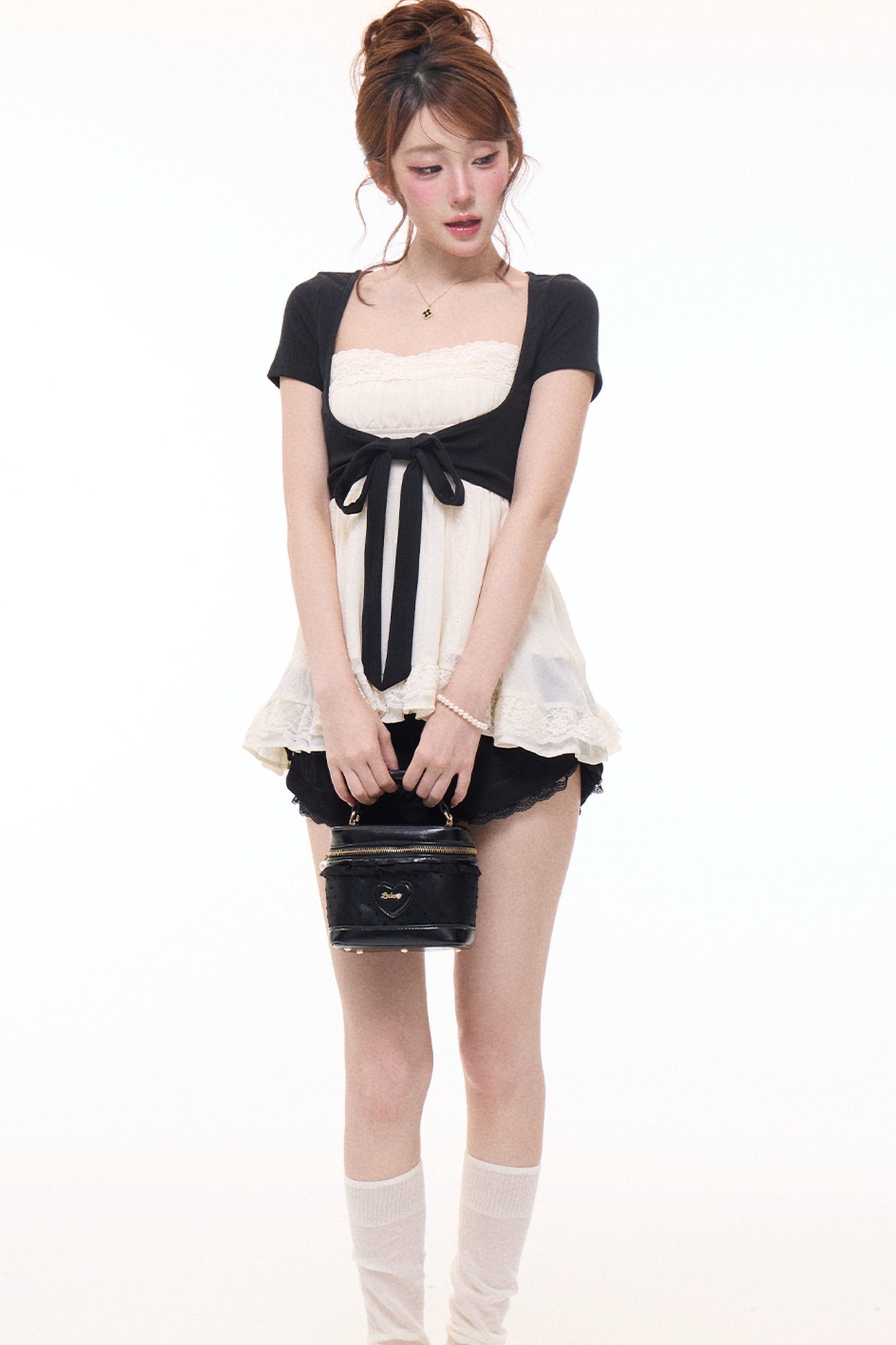 Bow-Knot Cardigan Camisole and Shorts Set-Up