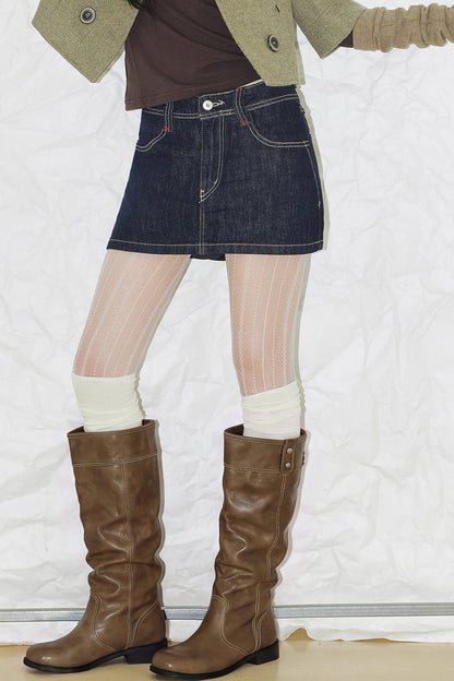 Pleated Stacked Knee-High Boots