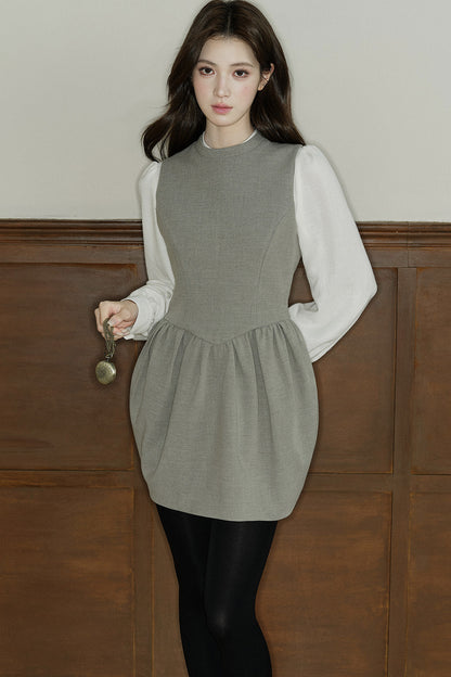 Loose Wool Blend Puff Sleeve Shirt