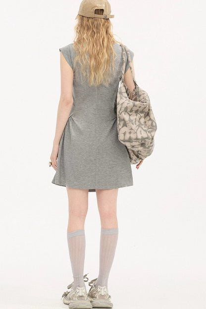 Vestido de cuello en V con mangas con volantes