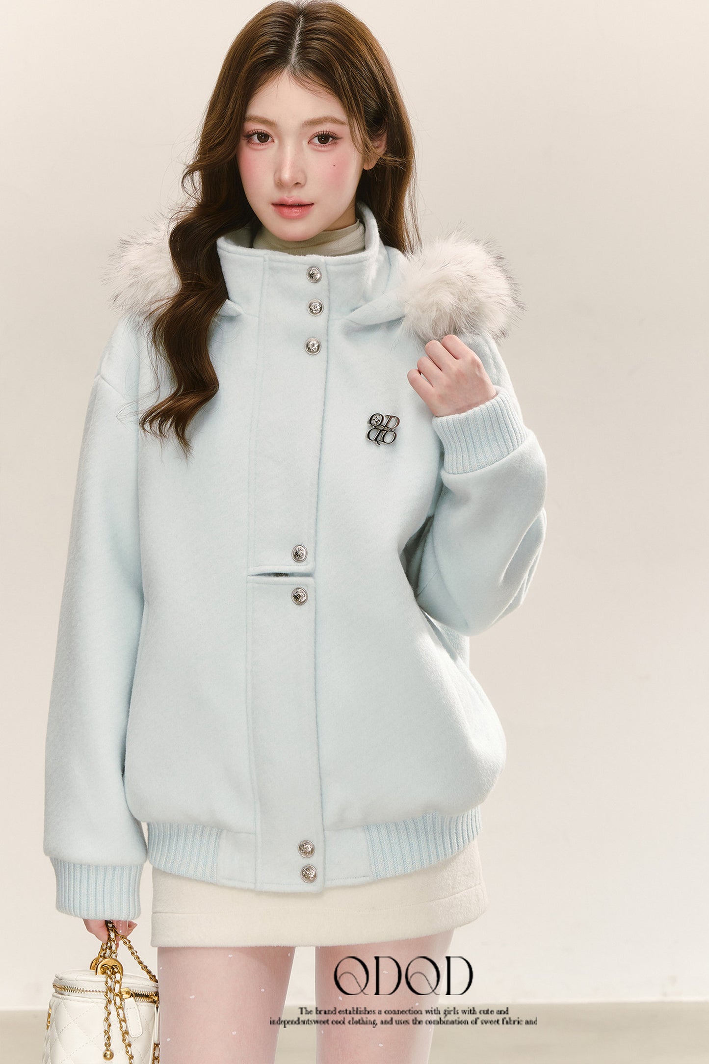 Blue Quilted Hooded Jacket