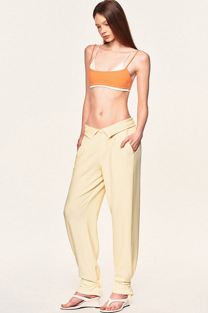 High-Waisted Fold-Over Waist Knit Pants