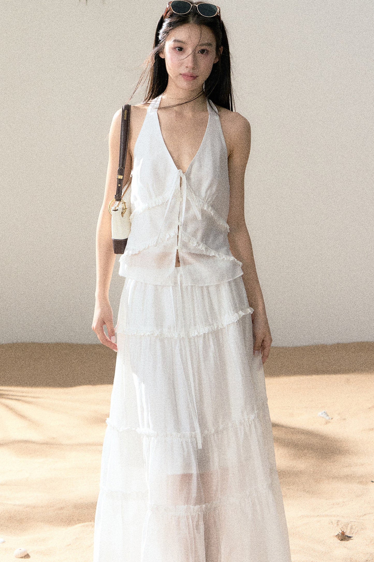 Halter Ruffled Top and Skirt Set