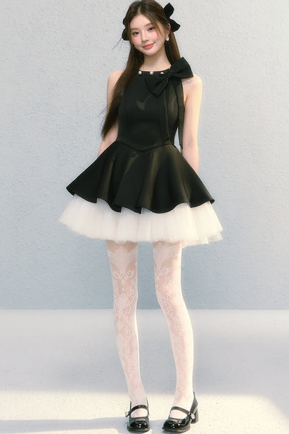 Robe sans manches obsidienne à nœud