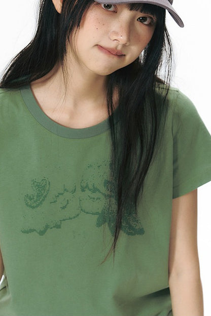 Strickbluse mit Kuss-Print