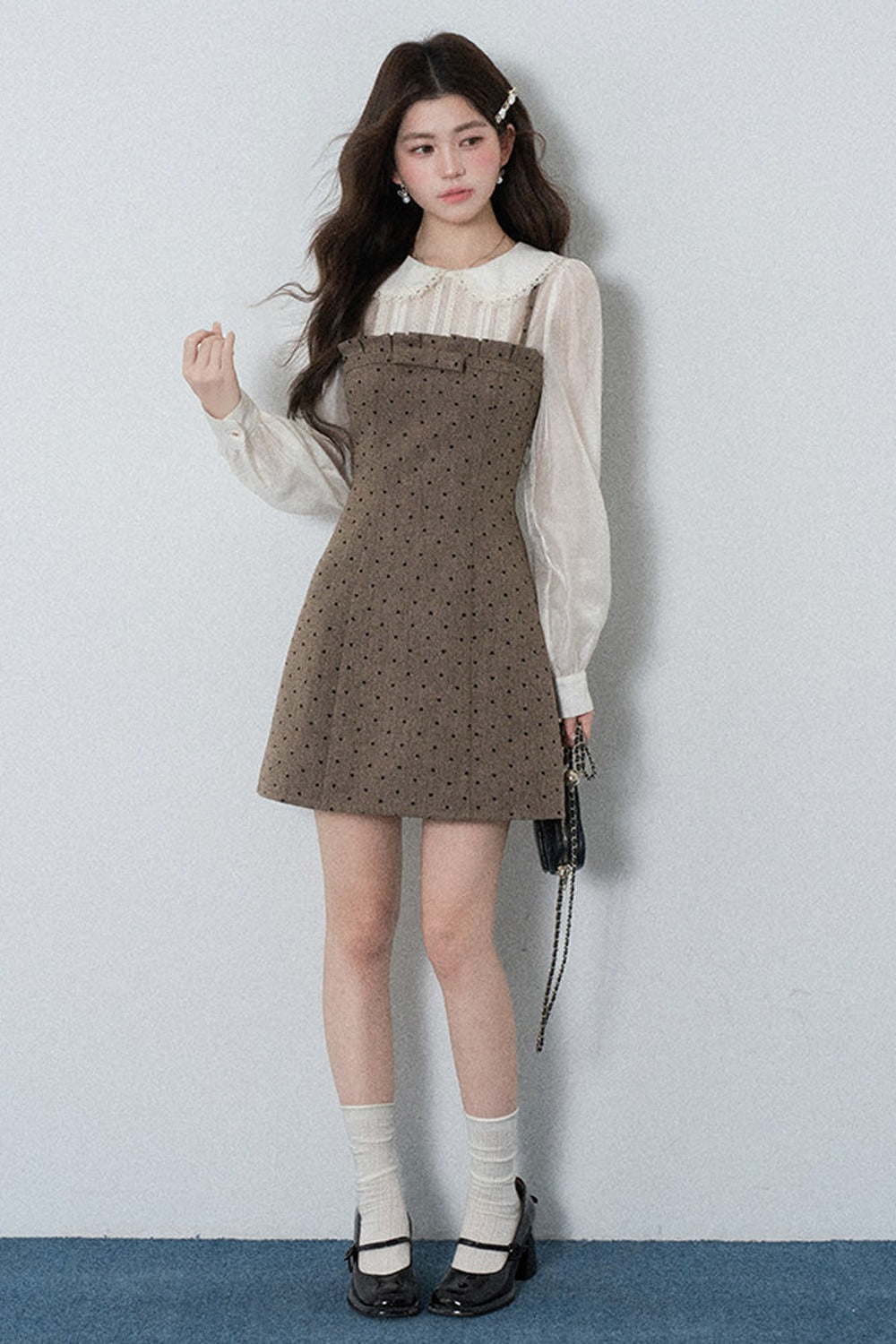 High-Waisted A-Line Polka Dot Dress