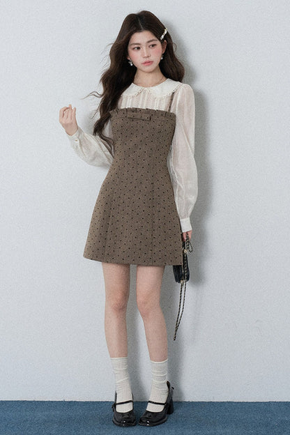 High-Waisted A-Line Polka Dot Dress