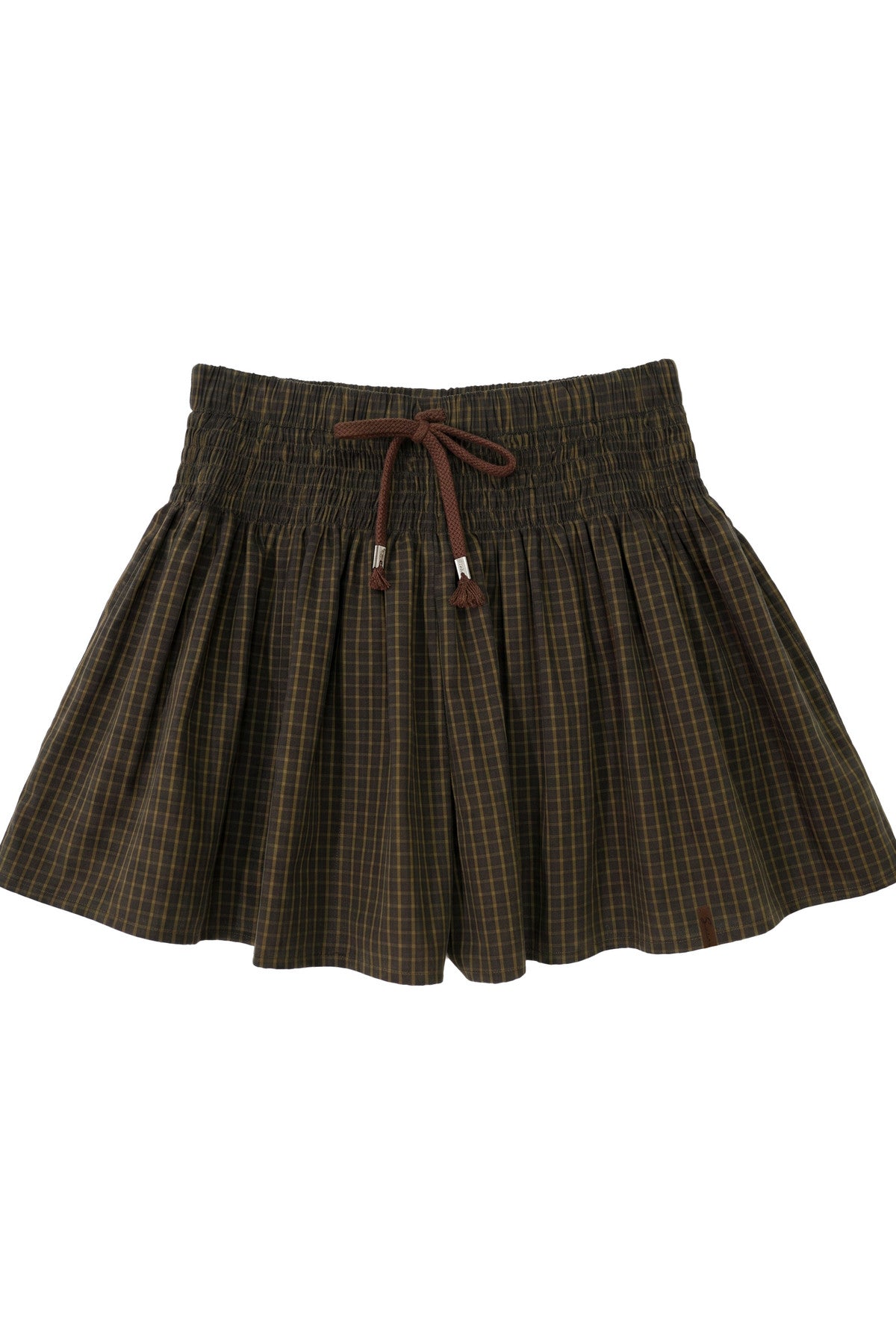 Drawstring Plaid A-Line Skirt