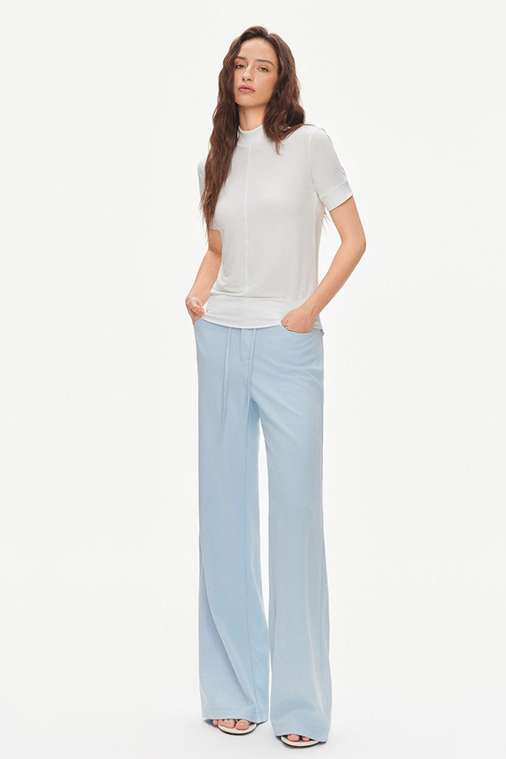 Drawstring Wide-Leg Trousers