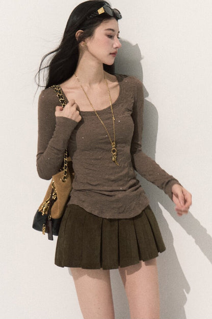 Lyocell High-Waisted Pleated Skirt