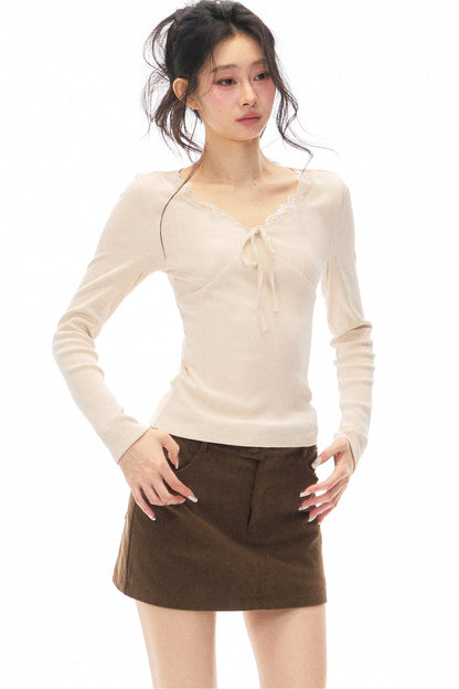 Slim-Fit Knit Top and Skirt Set-Up