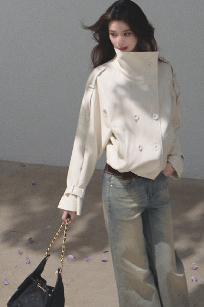 Knight-Style Oil-Waxed Leather Trench Jacket