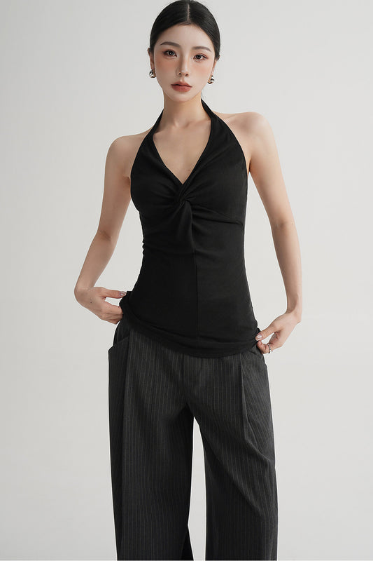 Pleated Halter Neck Top