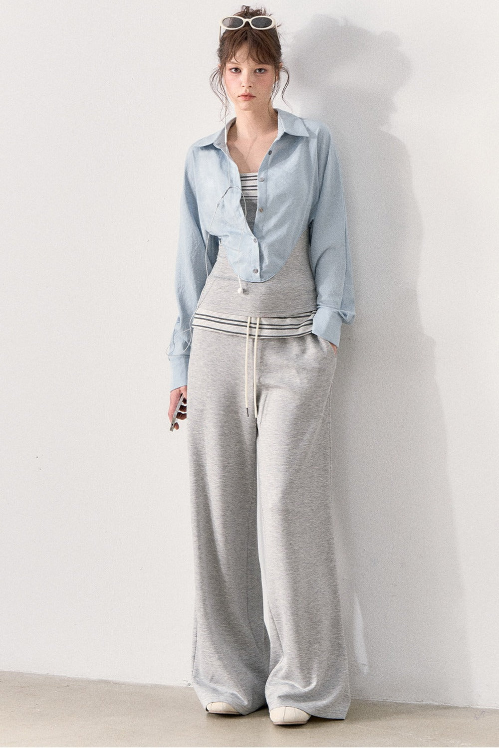Relaxed Knit Wide Leg Pants and Shirt Set