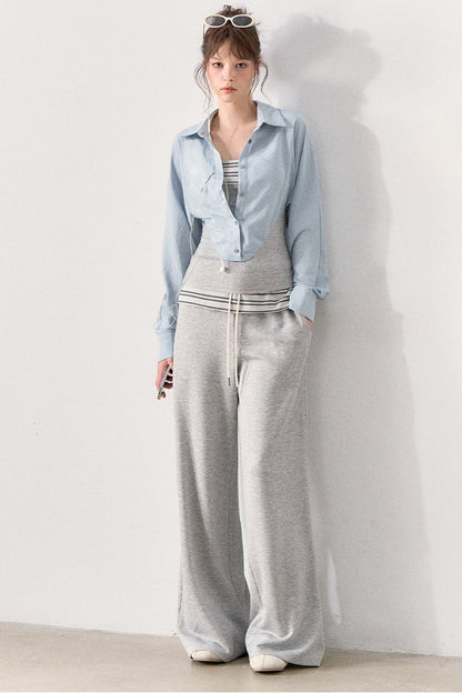 Relaxed Knit Wide Leg Pants and Shirt Set