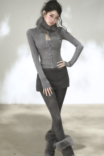 Retro Waist-Slimming Knit Cardigan