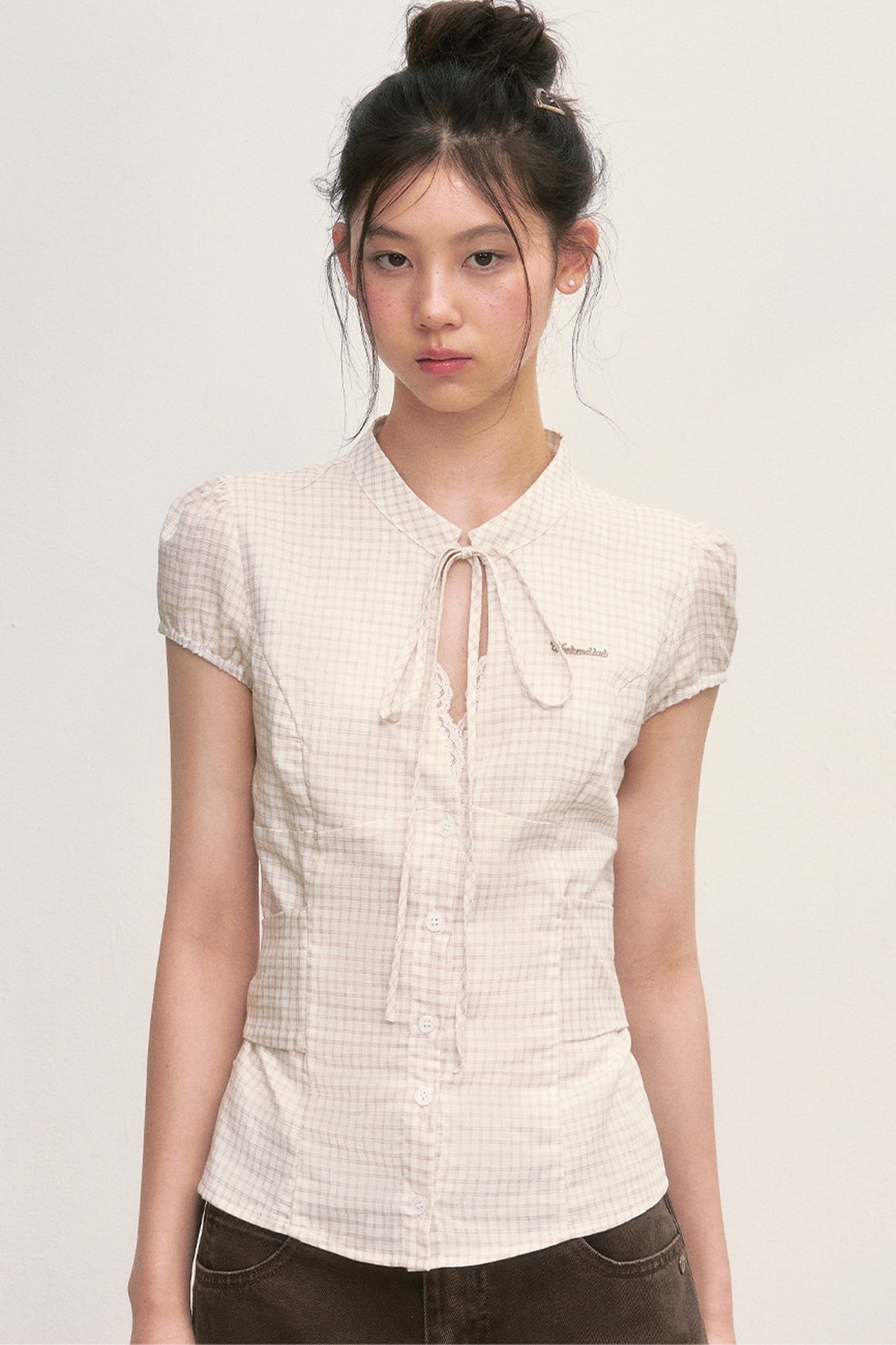 Preppy Puff-Sleeve Blouse