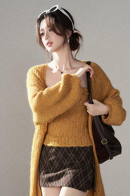 3D Flower Tube Top and Cardigan Set