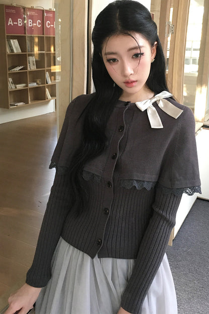 Layered-Look Knit Sweater and Skirt Set-Up