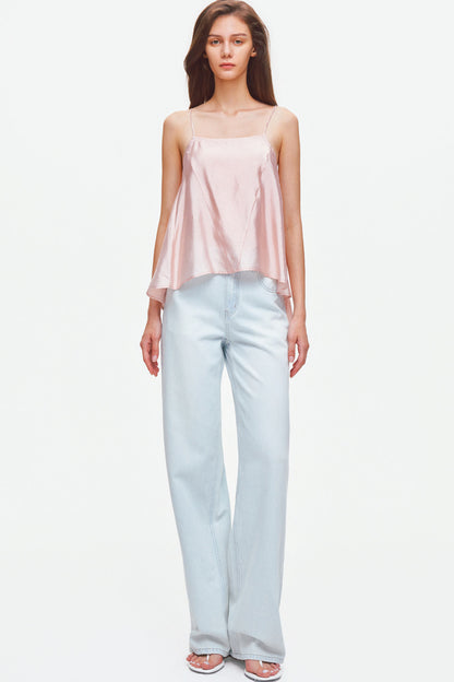 Jeans a gamba larga in misto lyocell e cotone azzurro chiaro